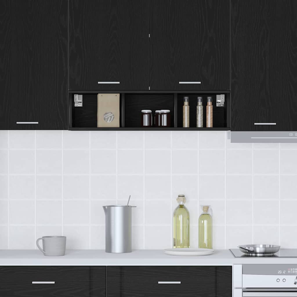 vidaXL Hängeschrank Schwarz Eichen-Optik 20 x 29,5 x 80 cm