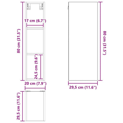 vidaXL Hängeschrank Artisan-Eiche 20 x 29,5 x 80 cm Holzwerkstoff