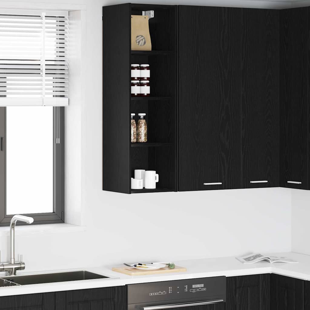 vidaXL Hängeschrank Schwarz Eichen-Optik 30 x 29,5 x 100 cm