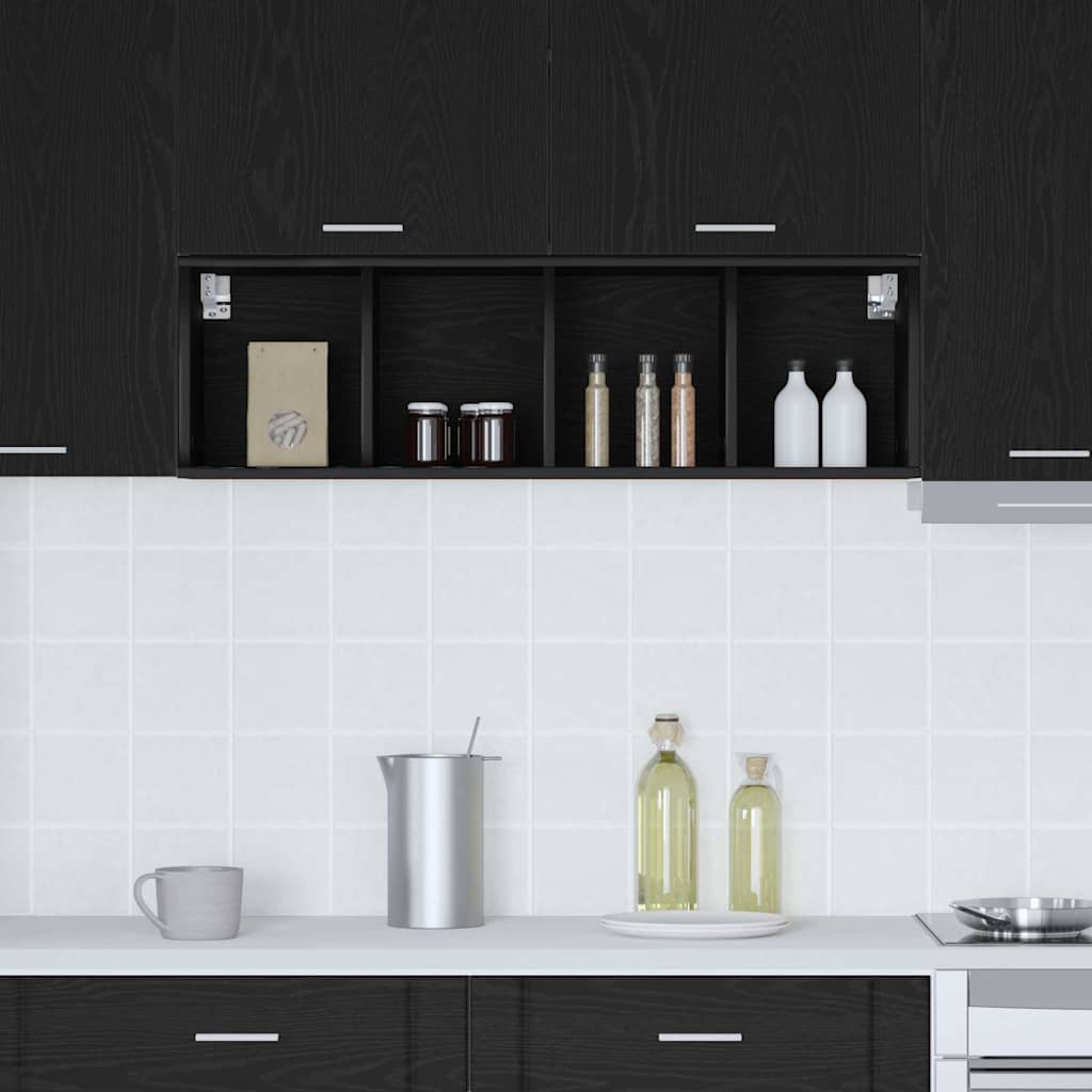 vidaXL Hängeschrank Schwarz Eichen-Optik 30 x 29,5 x 100 cm