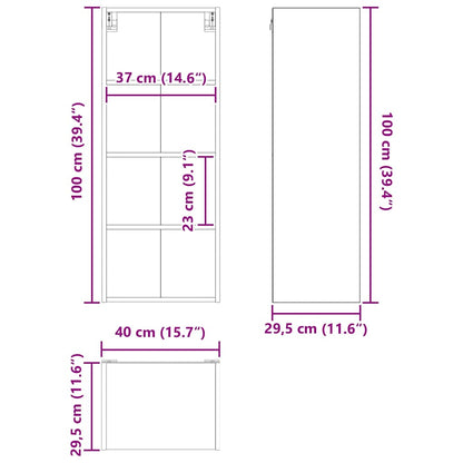 vidaXL Hängeschrank Beton Grau 40 x 29,5 x 100 cm Holzwerkstoff