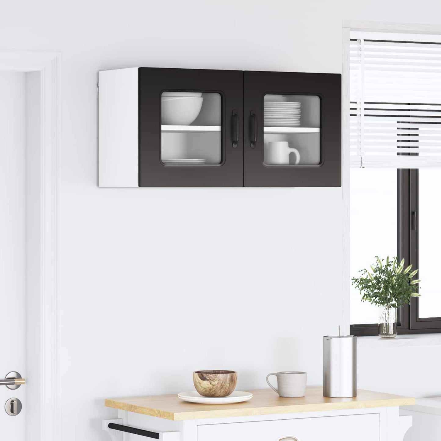 vidaXL Küchenschrank mit Speicher Kalmar 2 pcs Schwarz 40 x 31 x 40 cm