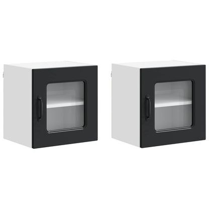 vidaXL Küchenschrank mit Speicher Kalmar 2 pcs Schwarz 40 x 31 x 40 cm