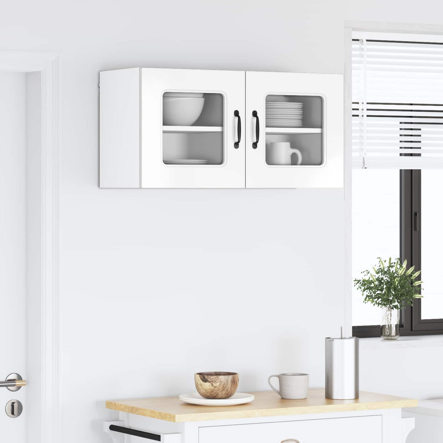 vidaXL Küchenschrank Kalmar 2 pcs Hochglanz Weiß 40 x 31 x 40 cm