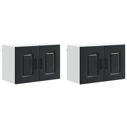 vidaXL Küchenschrank mit Speicher Kalmar 2 pcs Schwarz 60 x 31 x 40 cm