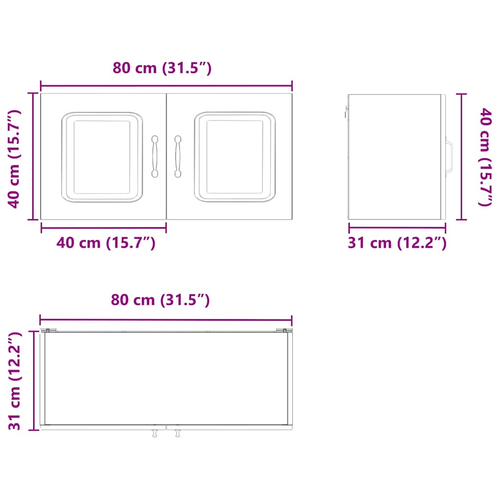 vidaXL Meuble haut de cuisine Kalmar Noir 80 x 31 x 40 cm Bois d'ingénierie