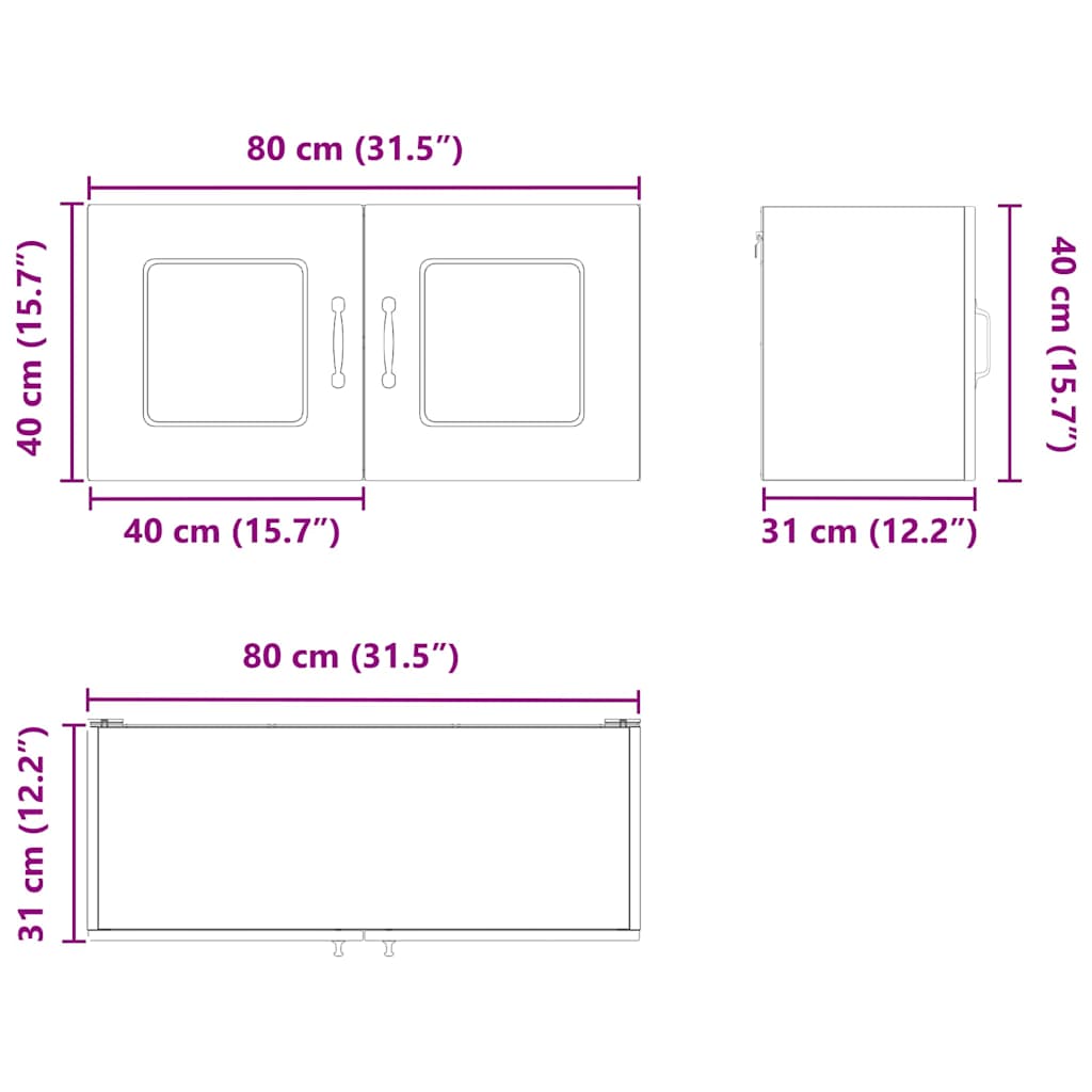 vidaXL Küchenschrank Kalmar Schwarz 80 x 31 x 40 cm Holzwerkstoff
