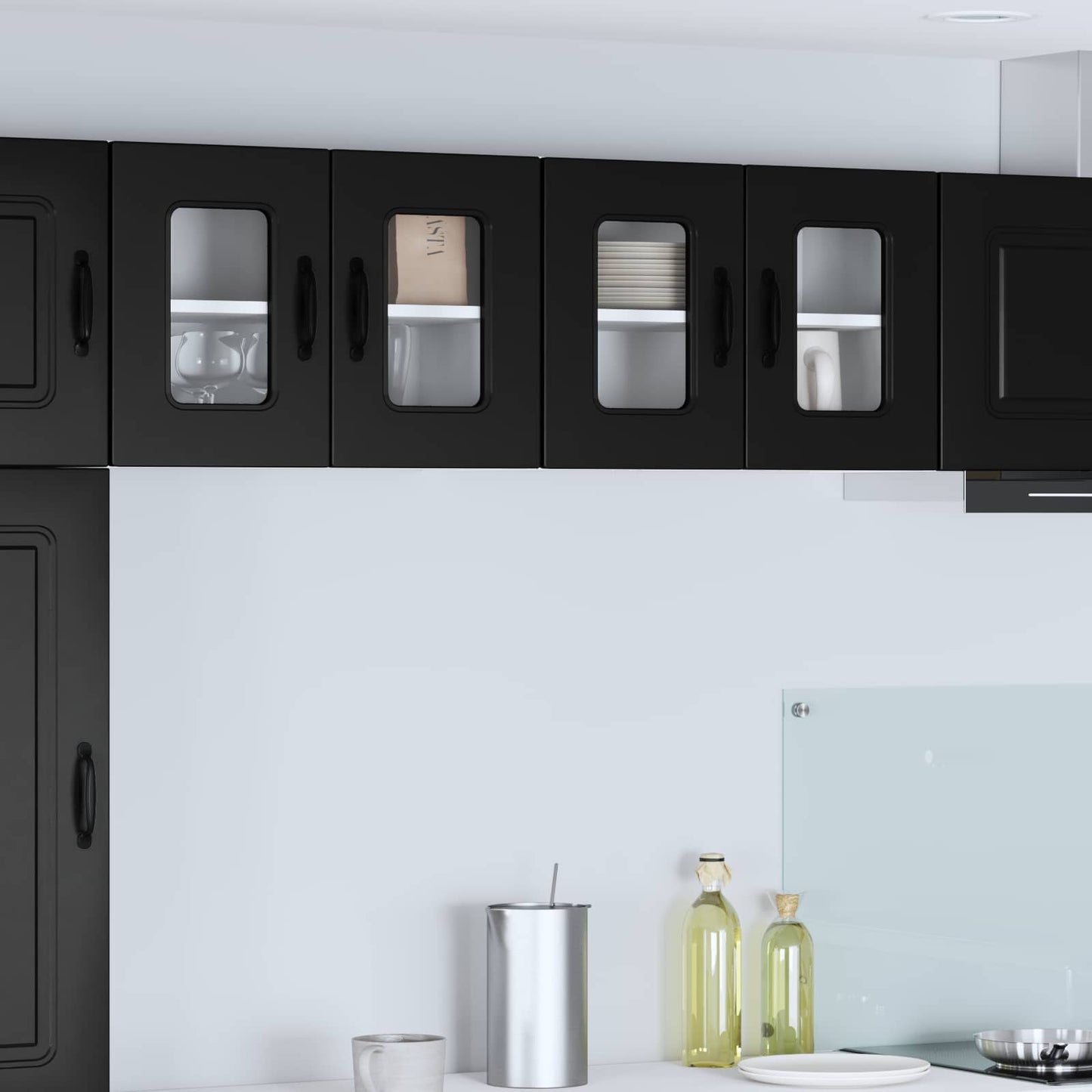 vidaXL Küchenschrank mit Speicher Kalmar 2 pcs Schwarz 60 x 31 x 40 cm