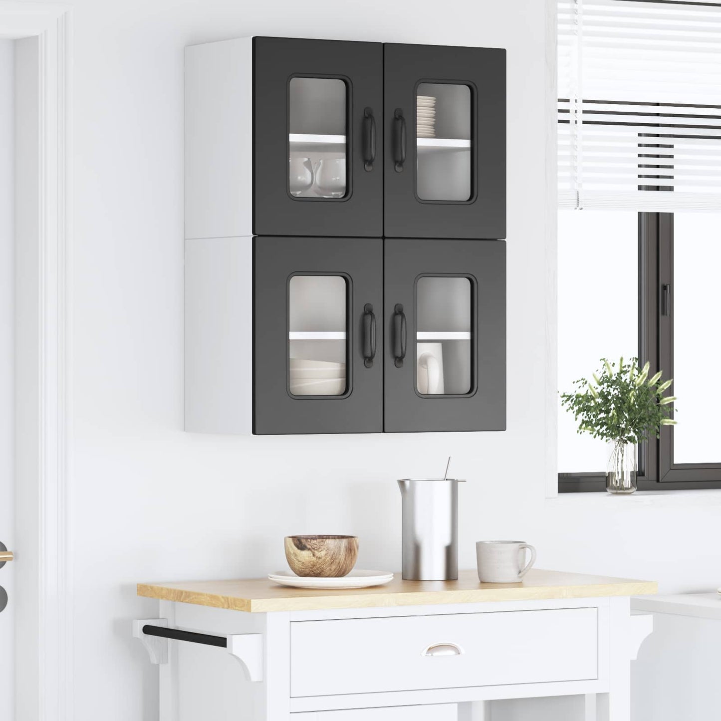 vidaXL Küchenschrank mit Speicher Kalmar 2 pcs Schwarz 60 x 31 x 40 cm