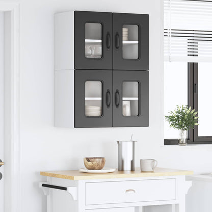 vidaXL Küchenschrank mit Speicher Kalmar 2 pcs Schwarz 60 x 31 x 40 cm