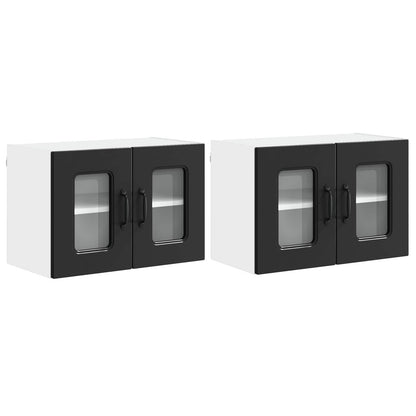 vidaXL Küchenschrank mit Speicher Kalmar 2 pcs Schwarz 60 x 31 x 40 cm
