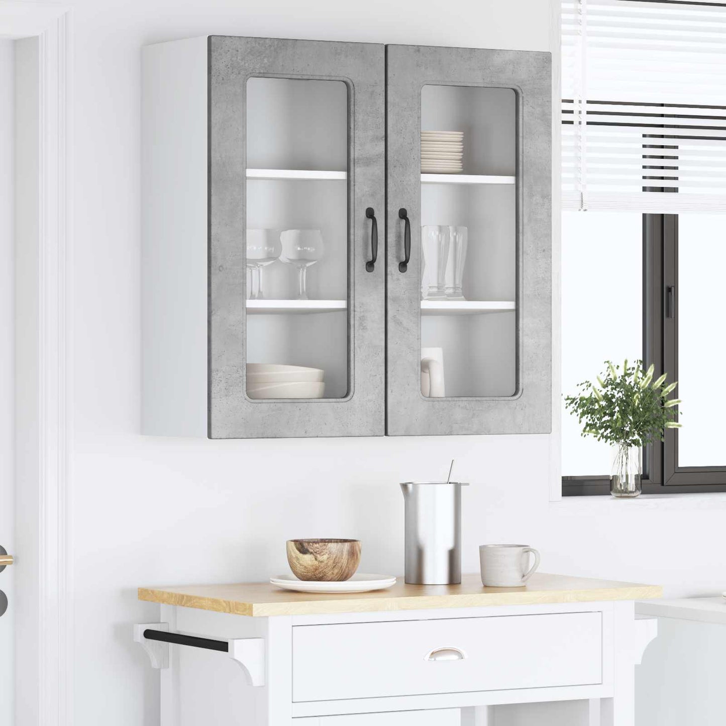 vidaXL Meuble de cuisine Kalmar 2 pcs gris béton 40 x 31 x 80 cm