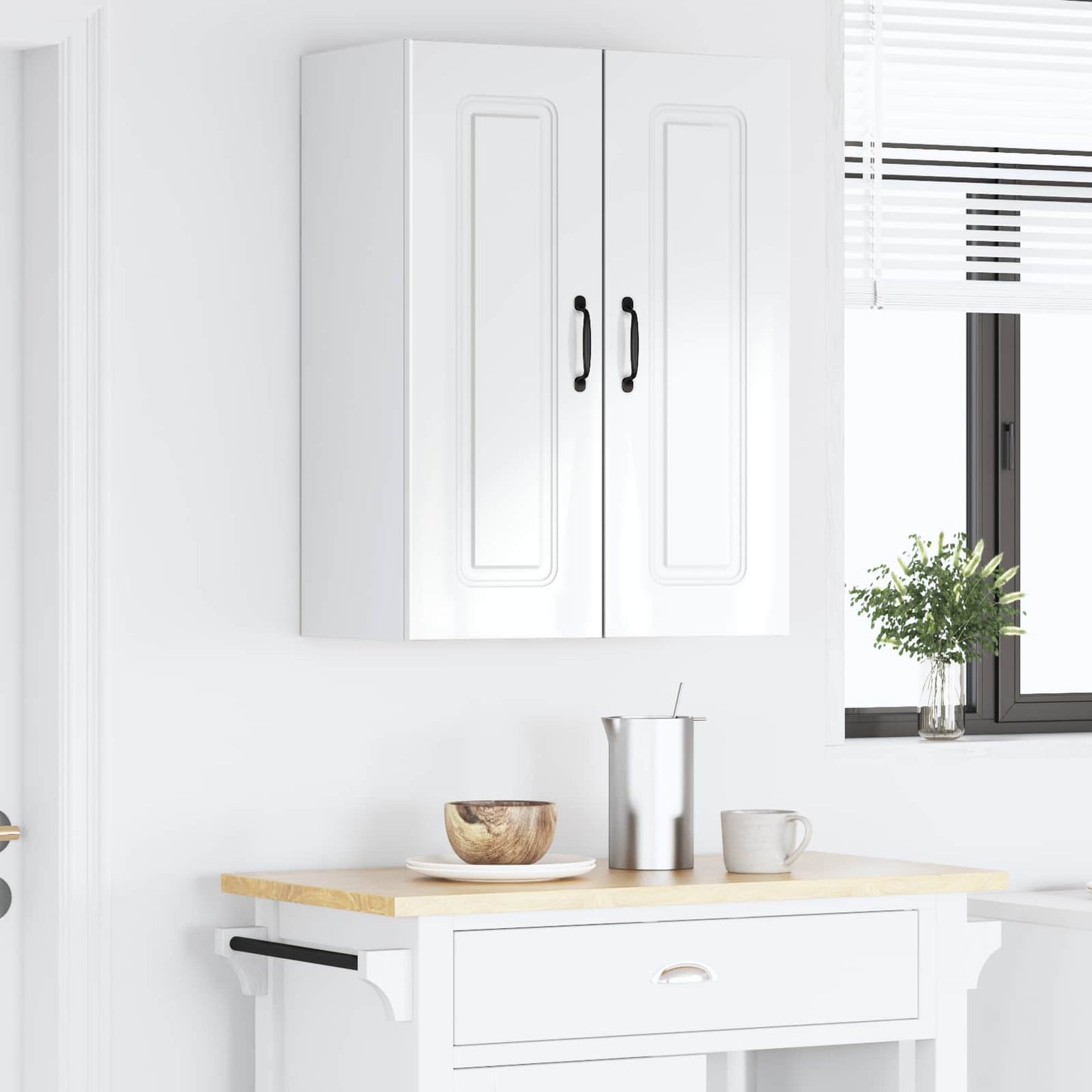 vidaXL Küchenschrank Kalmar 2 pcs Hochglanz Weiß 30 x 31 x 80 cm