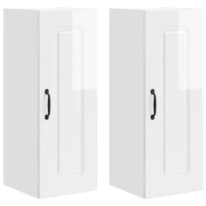 vidaXL Küchenschrank Kalmar 2 pcs Hochglanz Weiß 30 x 31 x 80 cm