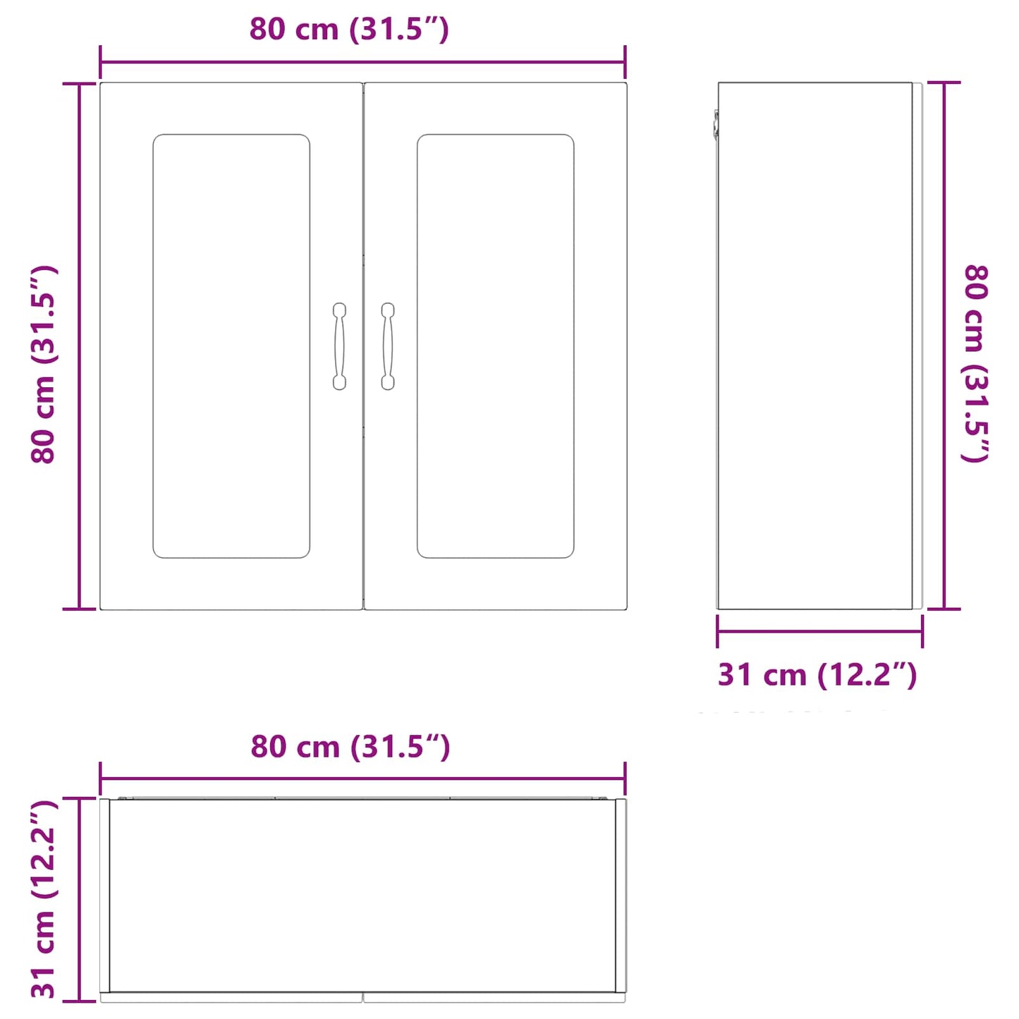 vidaXL Küchenschrank Kalmar Altholz 80 x 31 x 80 cm Holzwerkstoff