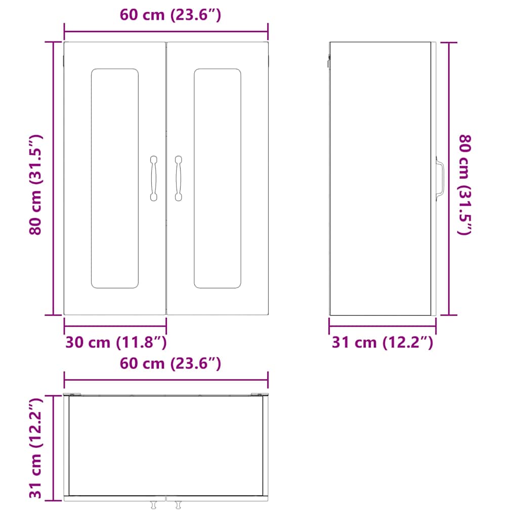 vidaXL Küchenschrank Kalmar Sonoma-Eiche 60 x 31 x 80 cm Holzwerkstoff