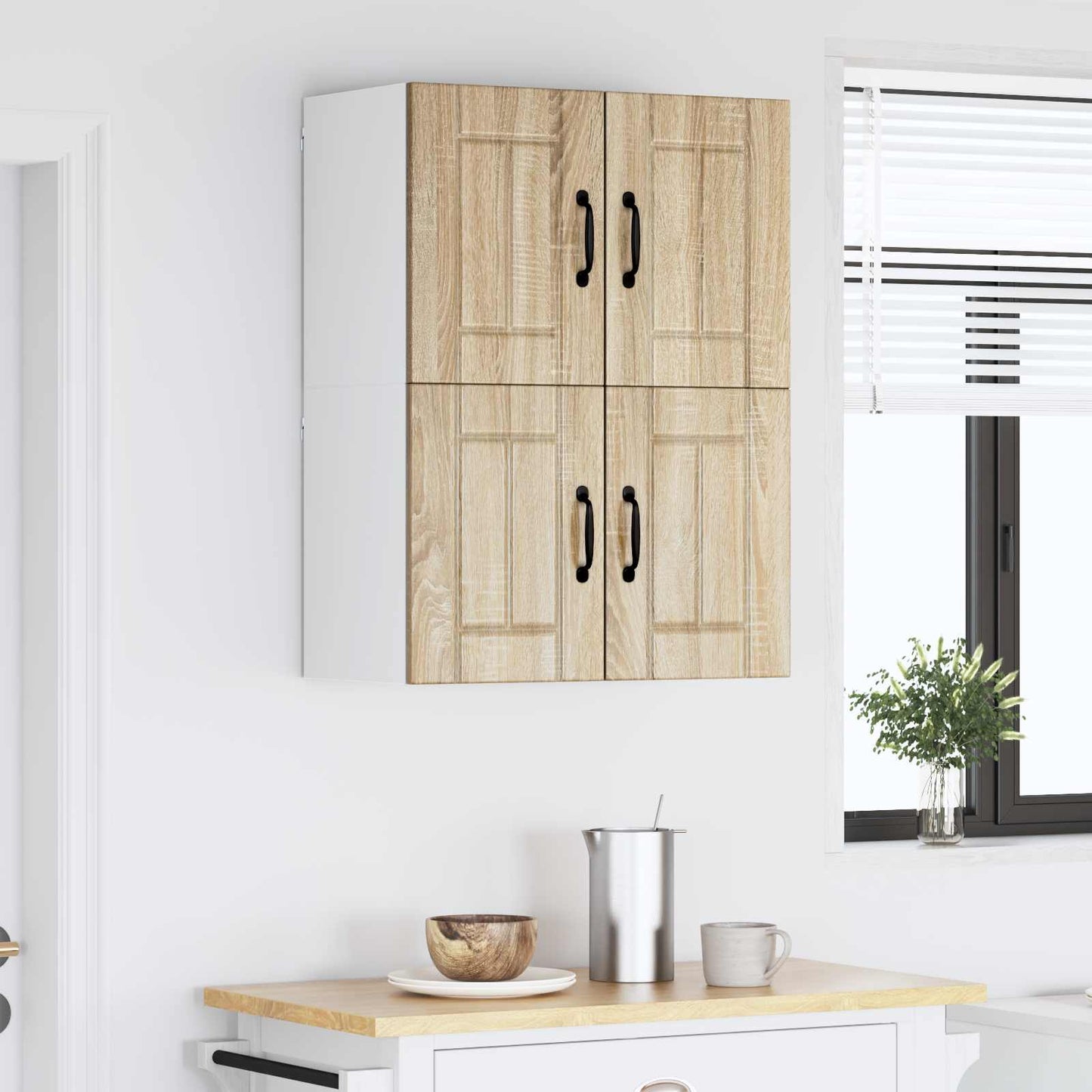 vidaXL Küchenwandschränke mit Tür 2 pcs Sonoma-Eiche 60 x 31 x 40 cm