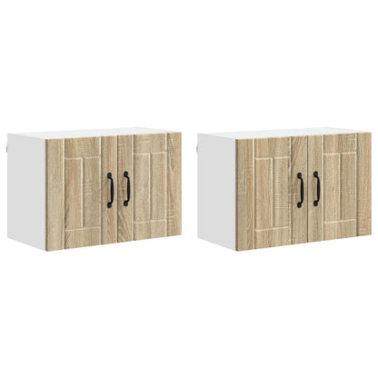 vidaXL Küchenwandschränke mit Tür 2 pcs Sonoma-Eiche 60 x 31 x 40 cm