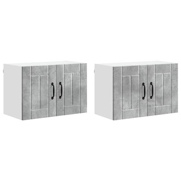 vidaXL Meubles hauts de cuisine avec porte 2 pcs Gris béton 60 x 31 x 40 cm