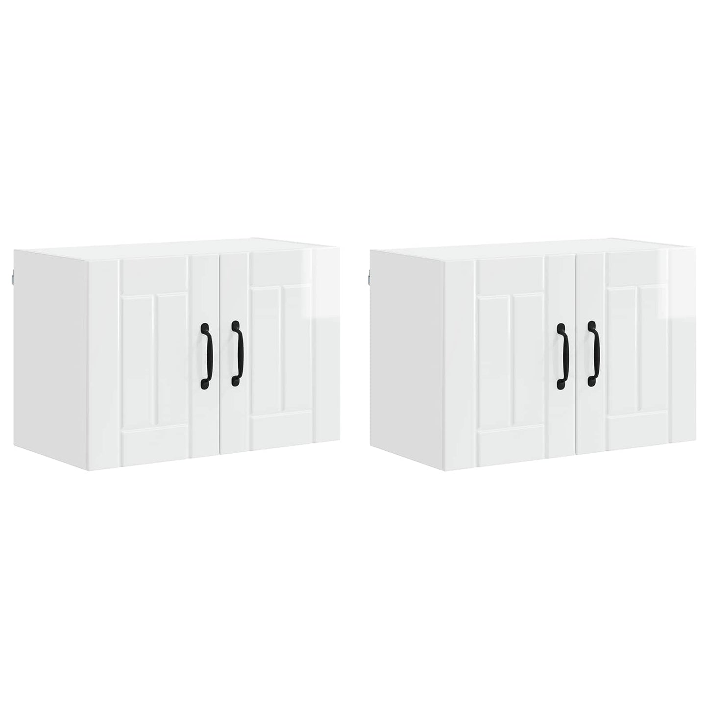 vidaXL Meubles hauts de cuisine avec porte 2 pcs Blanc brillant 60 x 31 x 40 cm