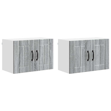 vidaXL Meubles hauts de cuisine avec porte 2 pcs Sonoma gris 60 x 31 x 40 cm