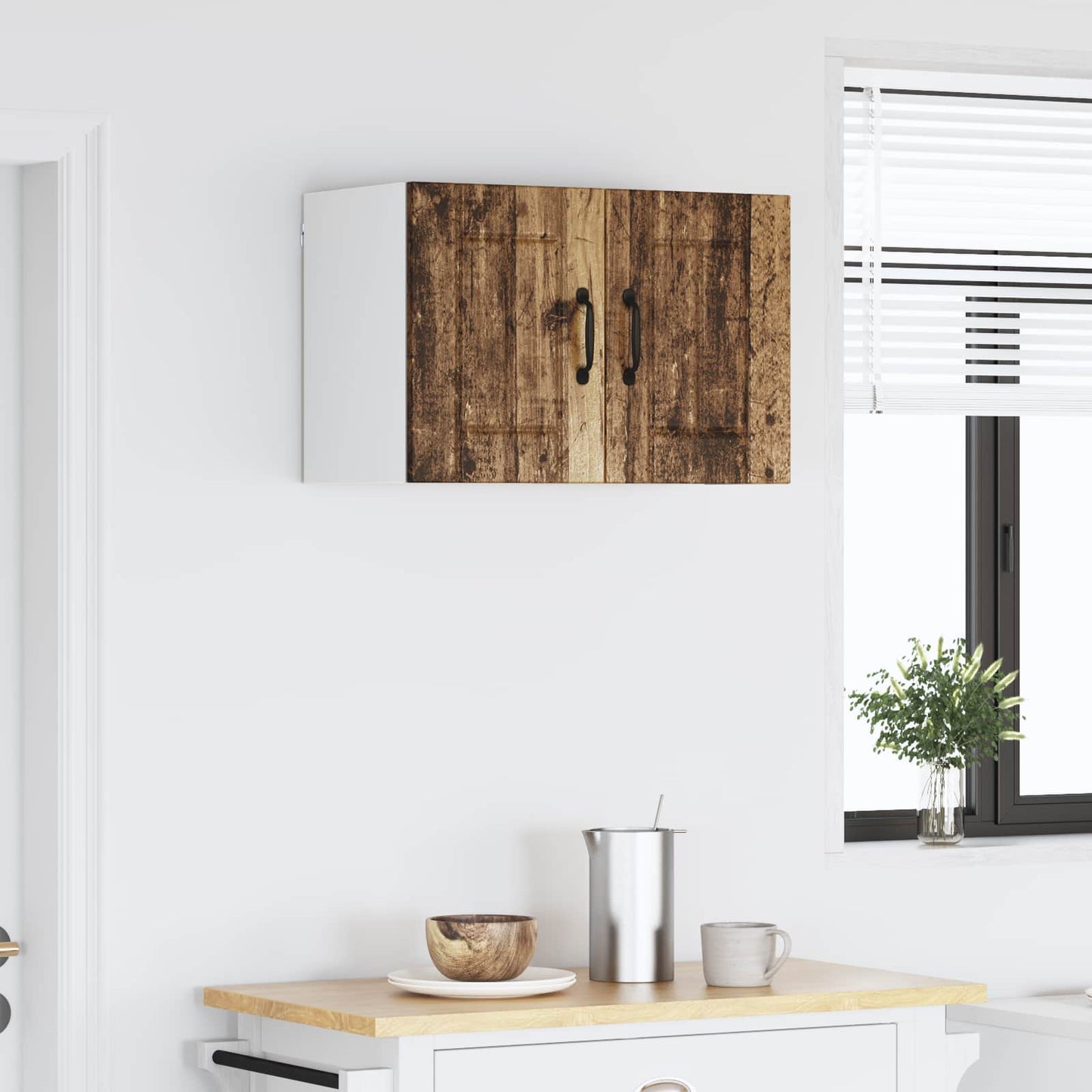 vidaXL Meuble haut de cuisine avec porte en bois de récupération 60 x 31 x 40 cm Bois d'ingénierie