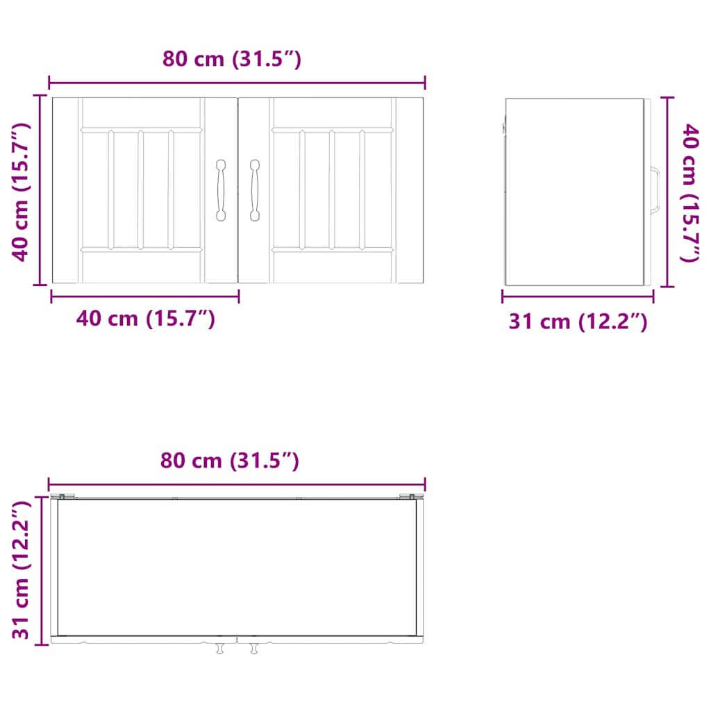 vidaXL Küchenschrank Beton Grau 80 x 31 x 40 cm Holzwerkstoff