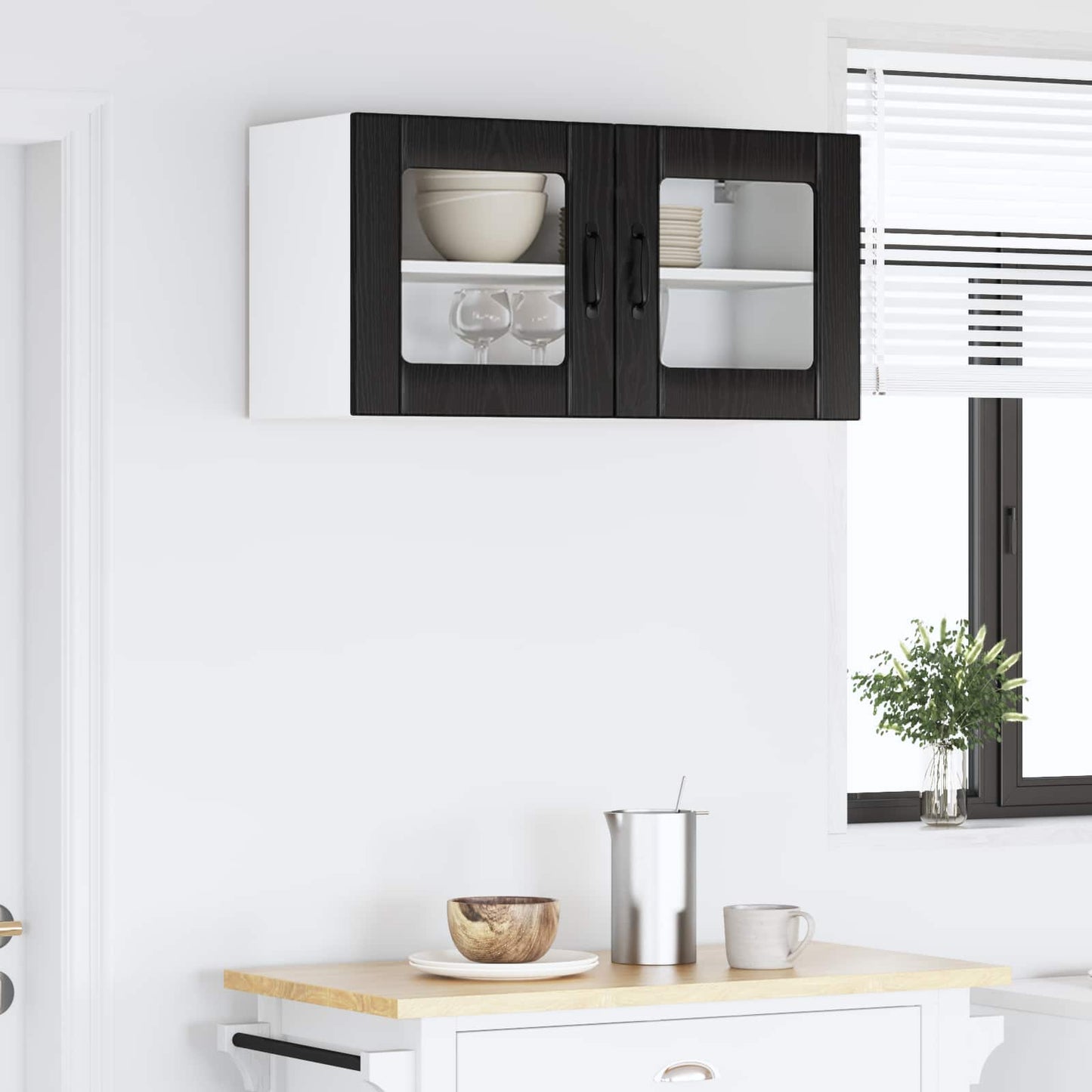 vidaXL Meuble Haut de Cuisine Noir avec Aspect Chêne 80 x 31 x 40 cm