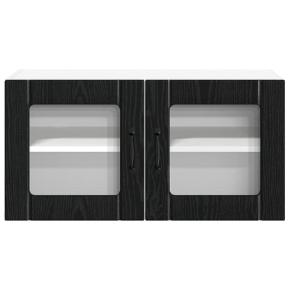 vidaXL Meuble Haut de Cuisine Noir avec Aspect Chêne 80 x 31 x 40 cm