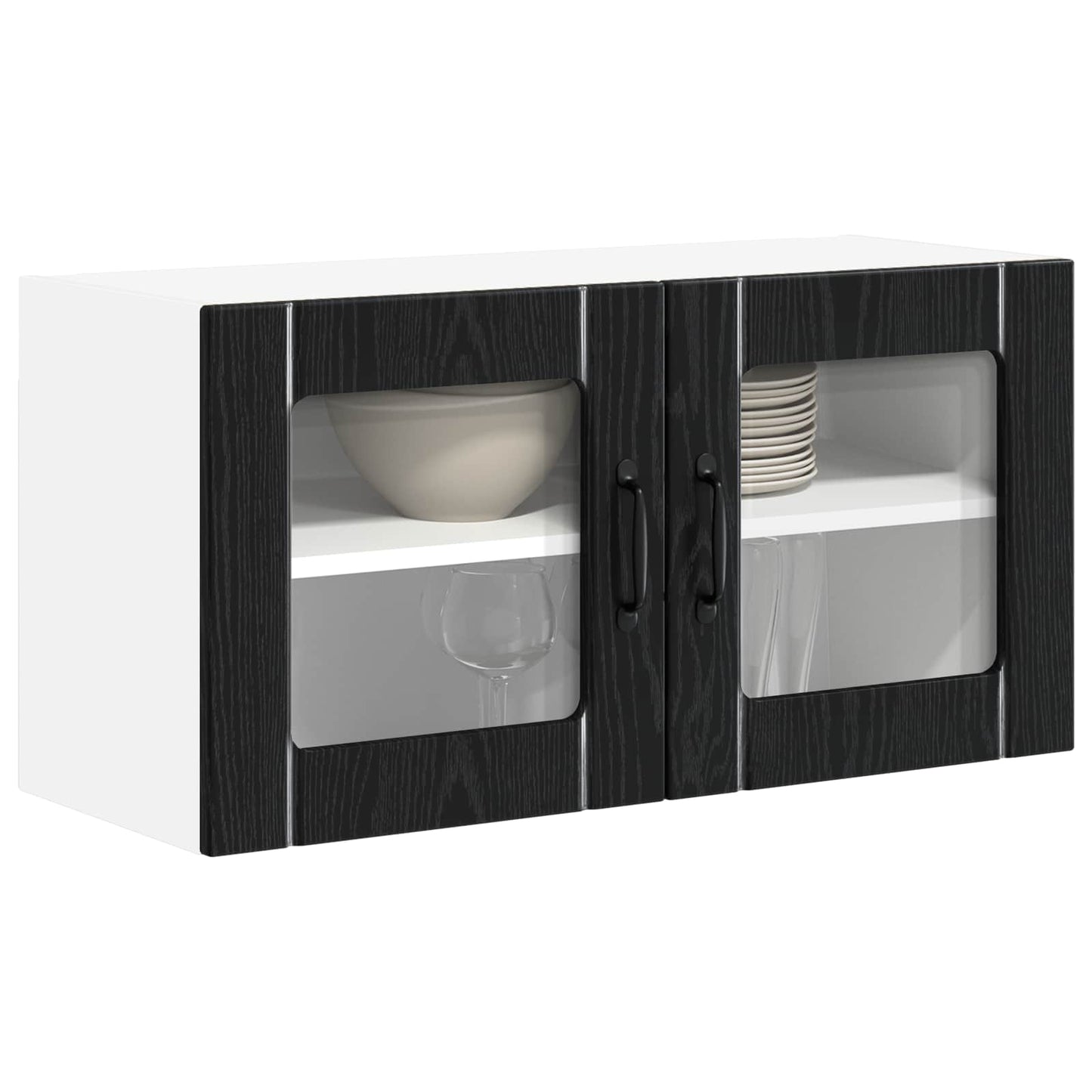 vidaXL Meuble Haut de Cuisine Noir avec Aspect Chêne 80 x 31 x 40 cm