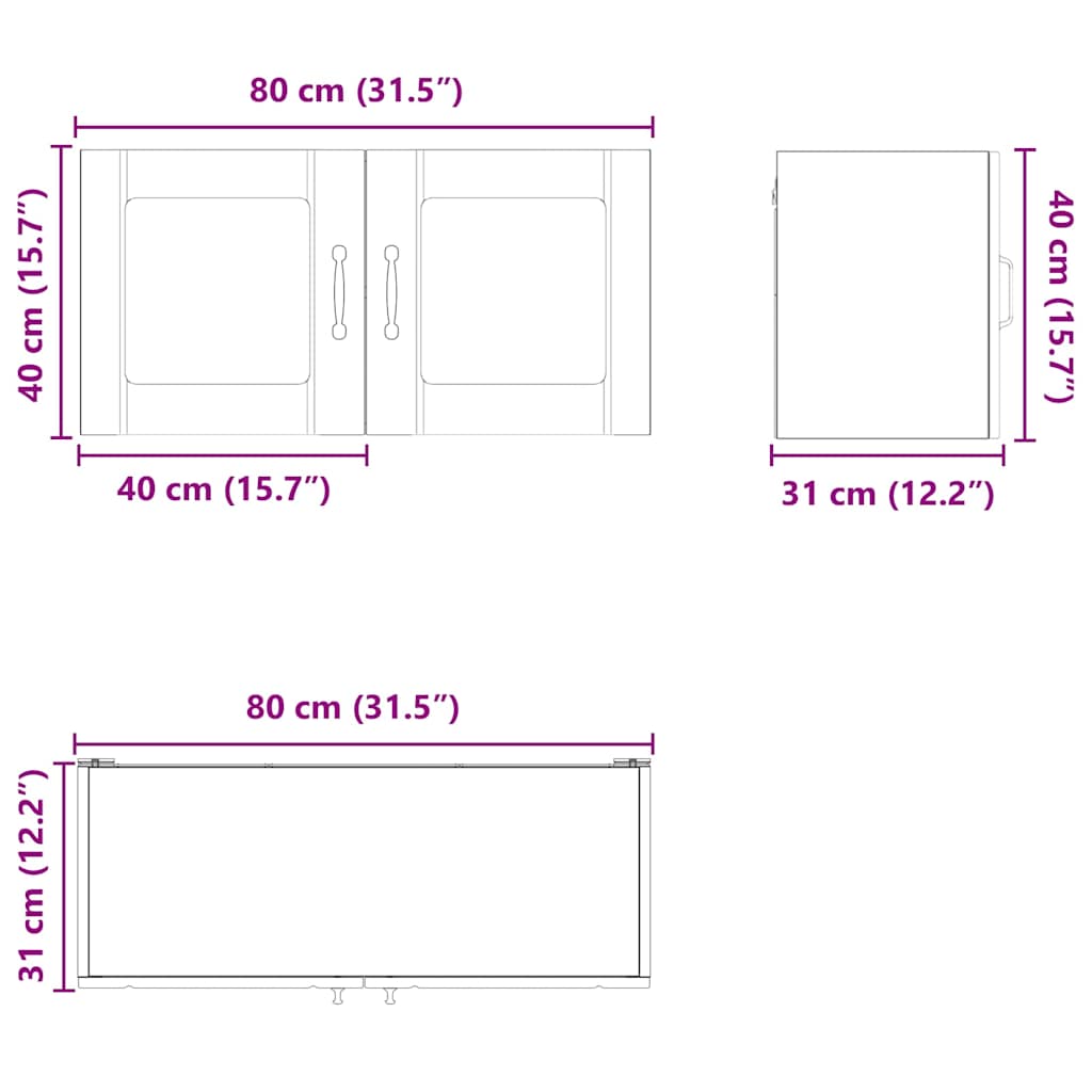 vidaXL Küchenschrank Artisan-Eiche 80 x 31 x 40 cm Holzwerkstoff