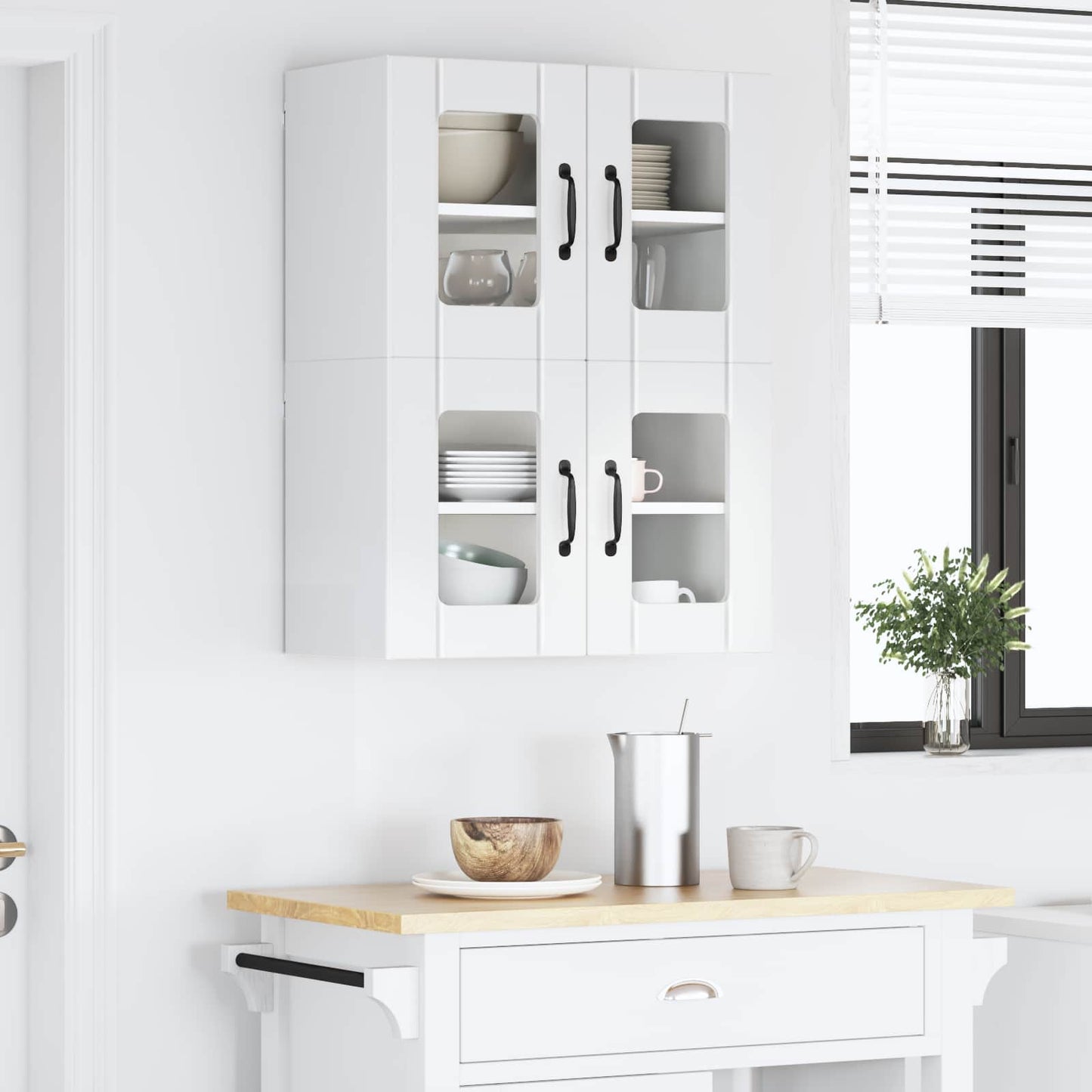 vidaXL Küchenschrank 2 pcs Hochglanz Weiß 60 x 31 x 40 cm