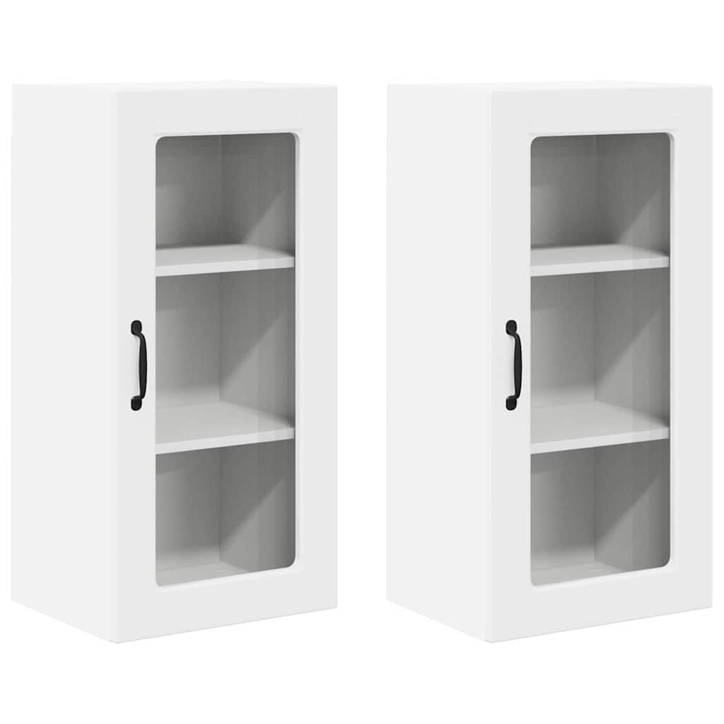 vidaXL Meuble haut de cuisine 2 pcs Blanc 40 x 31 x 80 cm Bois d'ingénierie