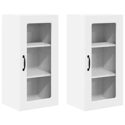 vidaXL Meuble haut de cuisine 2 pcs Blanc 40 x 31 x 80 cm Bois d'ingénierie
