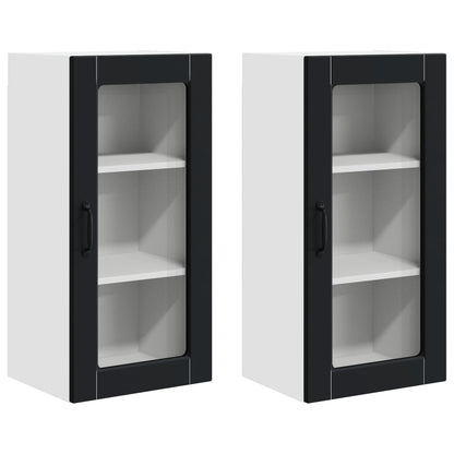 vidaXL Meuble de cuisine 2 pcs Noir 40 x 31 x 80 cm Bois d'ingénierie