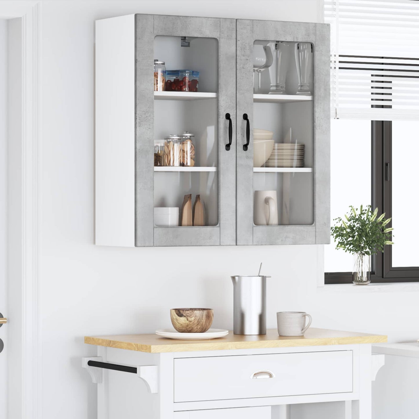 vidaXL Meuble haut de cuisine 2 pcs gris béton 40 x 31 x 80 cm bois d'ingénierie