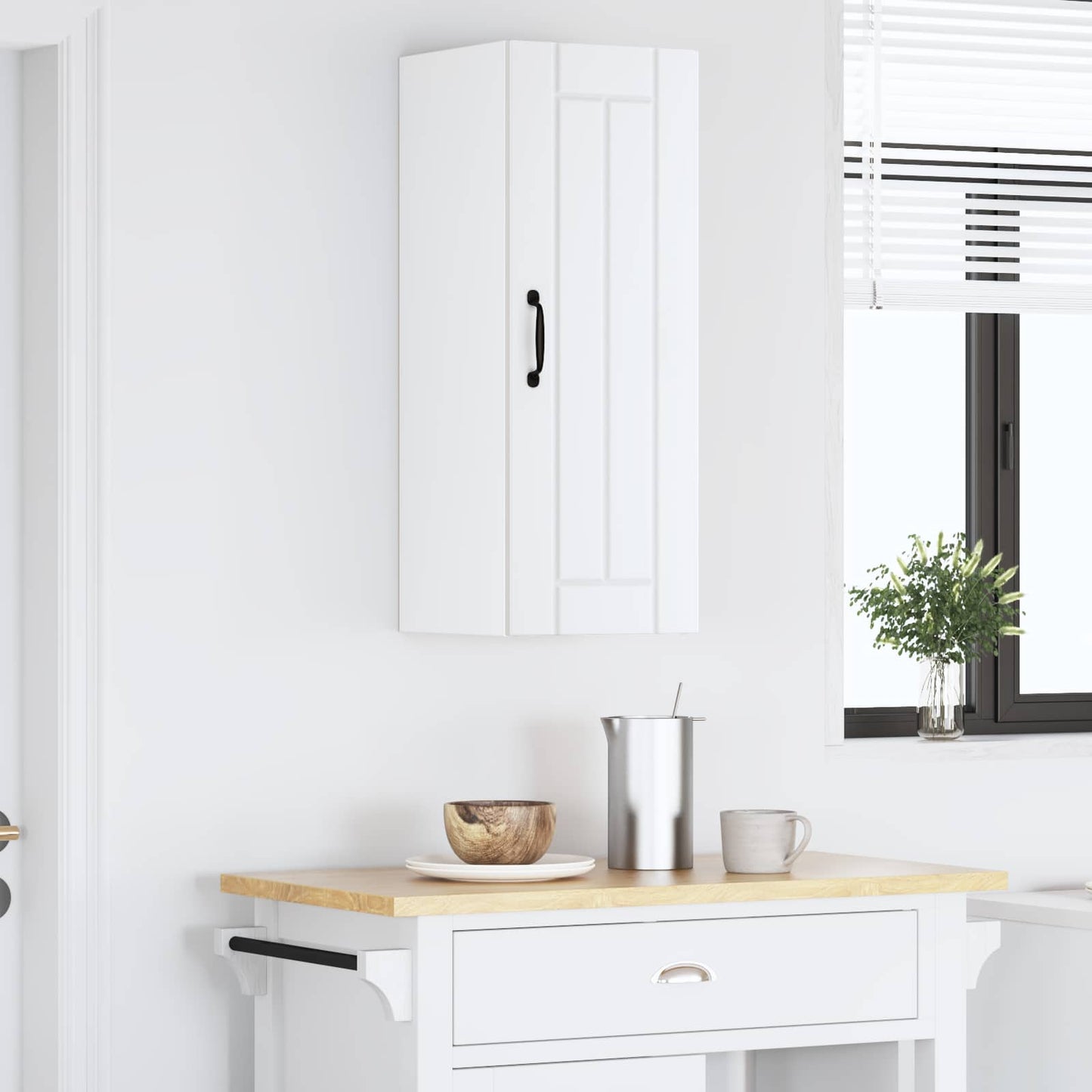 vidaXL Meuble haut de cuisine avec porte blanc 30 x 31 x 80 cm en bois d'ingénierie