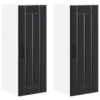 vidaXL Küchenschrank 2 pcs Schwarz 30 x 31 x 80 cm Holzwerkstoff