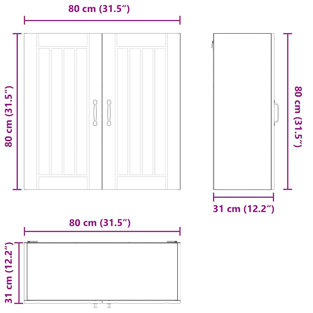 vidaXL Küchenschrank Geräucherte Eiche 80 x 31 x 80 cm Holzwerkstoff