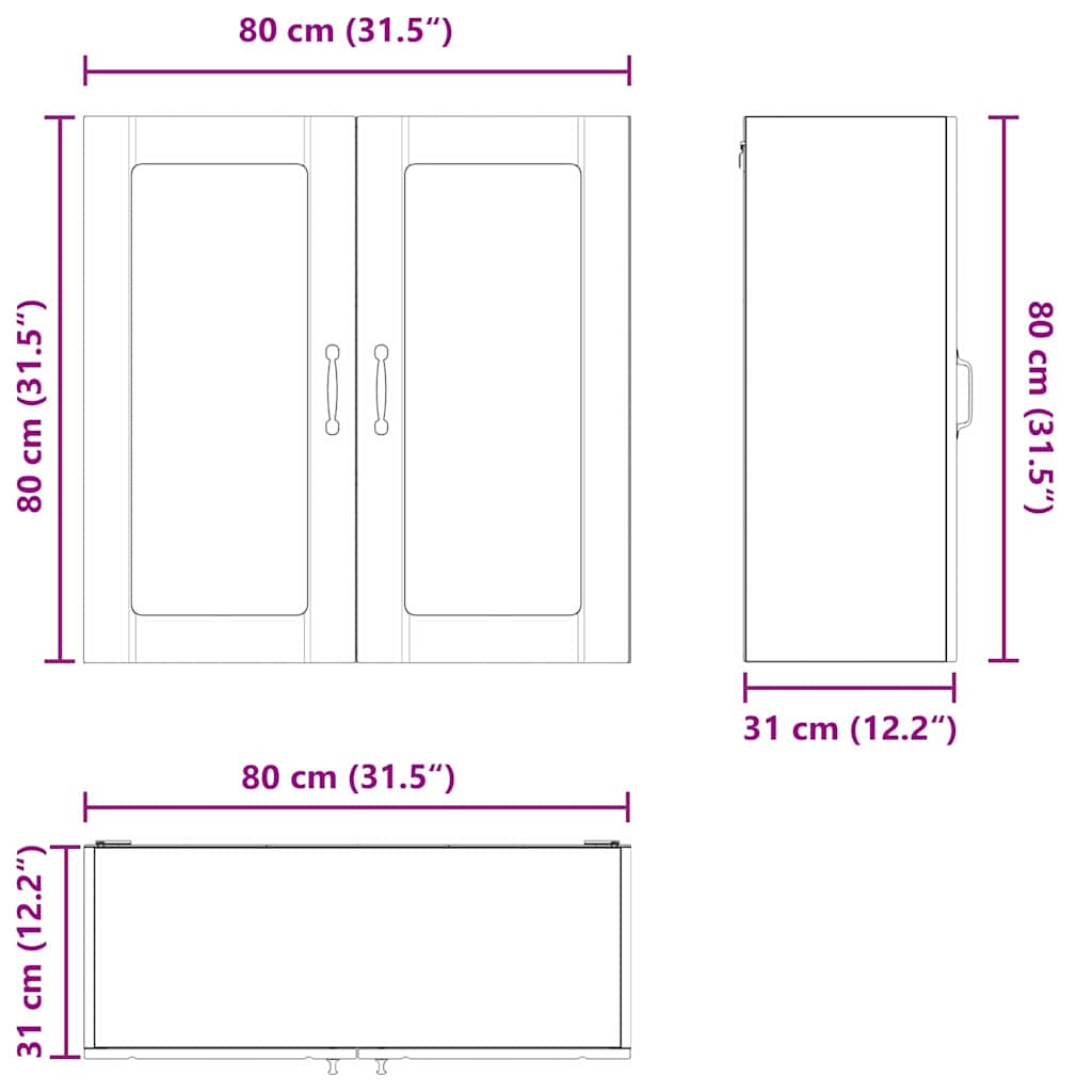 vidaXL Küchenschrank Graues Sonoma 80 x 31 x 80 cm Holzwerkstoff