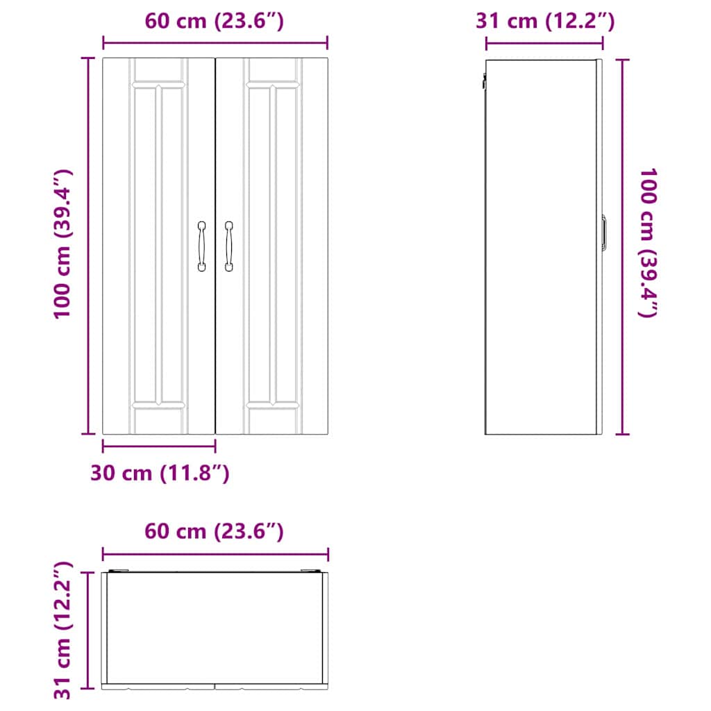 vidaXL Küchenschrank Braun Eichen-Optik 60 x 31 x 100 cm Holzwerkstoff