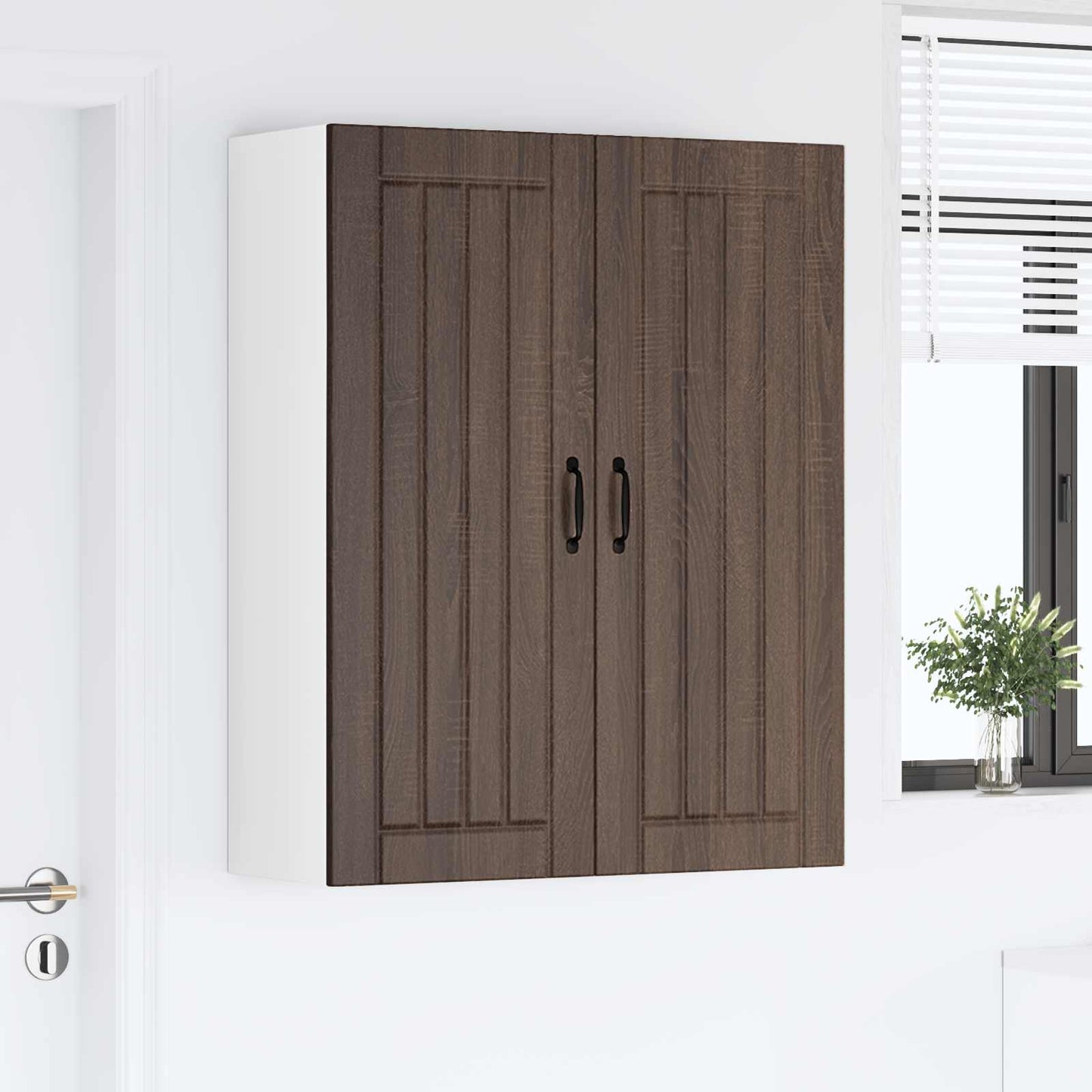vidaXL Küchenwandschrank mit Tür Braun Eichen-Optik 80 x 31 x 100 cm