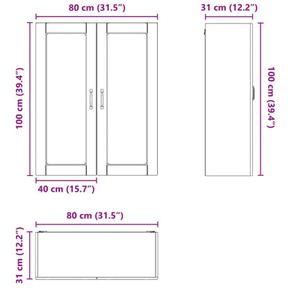 vidaXL Küchenwandschrank Hochglanz Weiß 80 x 31 x 100 cm Holzwerkstoff