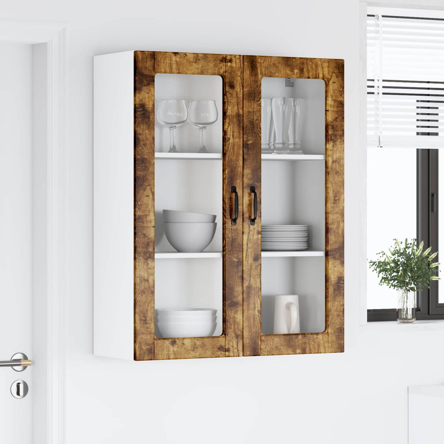 vidaXL Küchenwandschrank mit Tür Geräucherte Eiche 80 x 31 x 100 cm