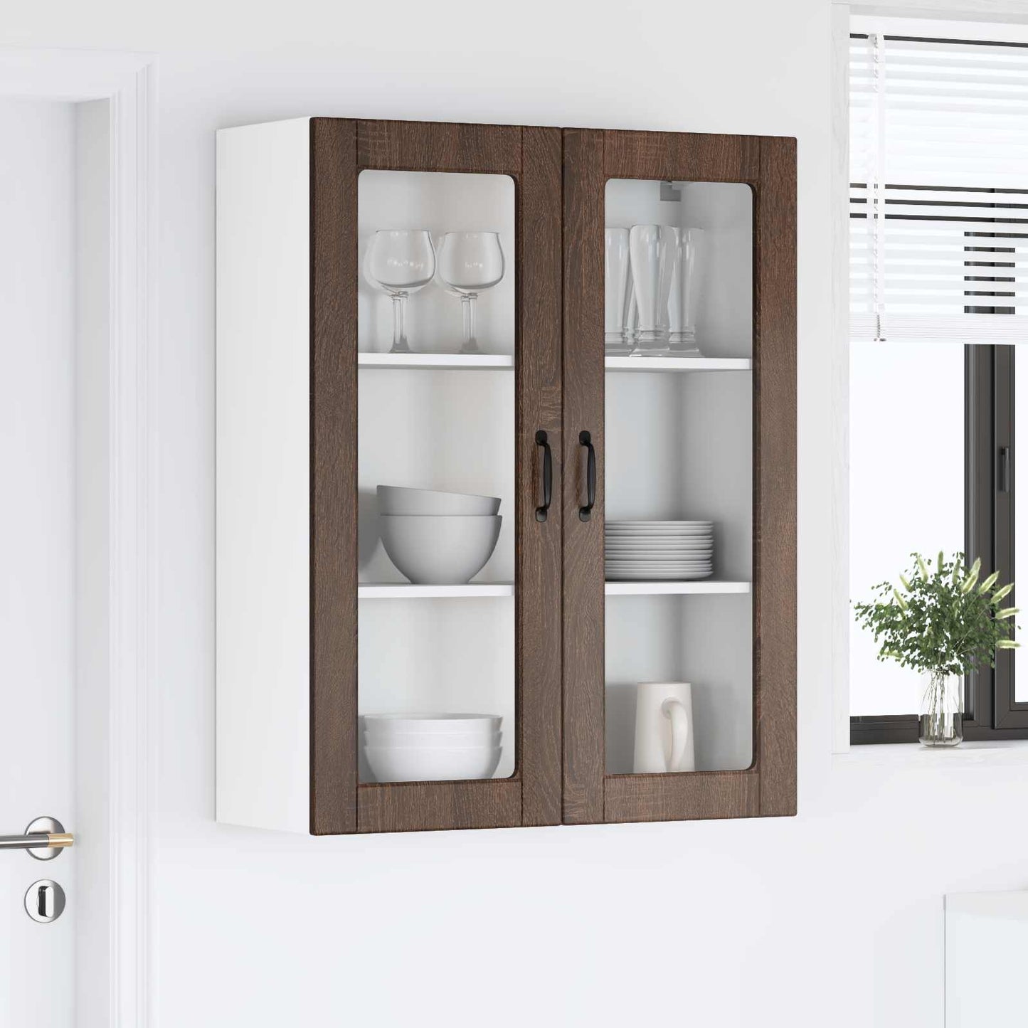 vidaXL Küchenwandschrank mit Tür Braun Eichen-Optik 80 x 31 x 100 cm
