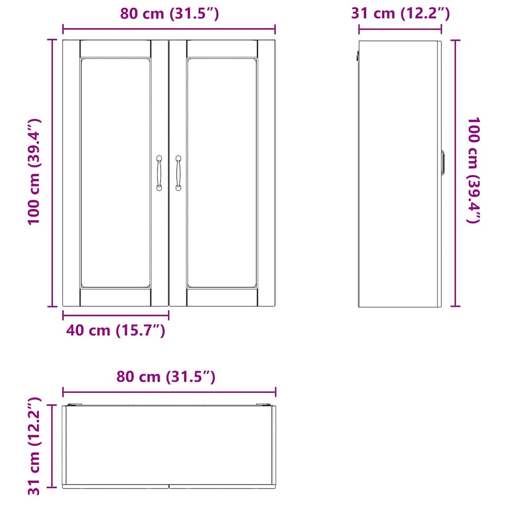 vidaXL Küchenwandschrank Artisan-Eiche 80 x 31 x 100 cm Holzwerkstoff