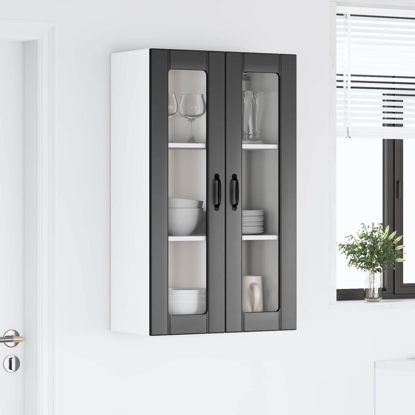 vidaXL Küchenwandschrank Schwarz 60 x 31 x 100 cm Holzwerkstoff