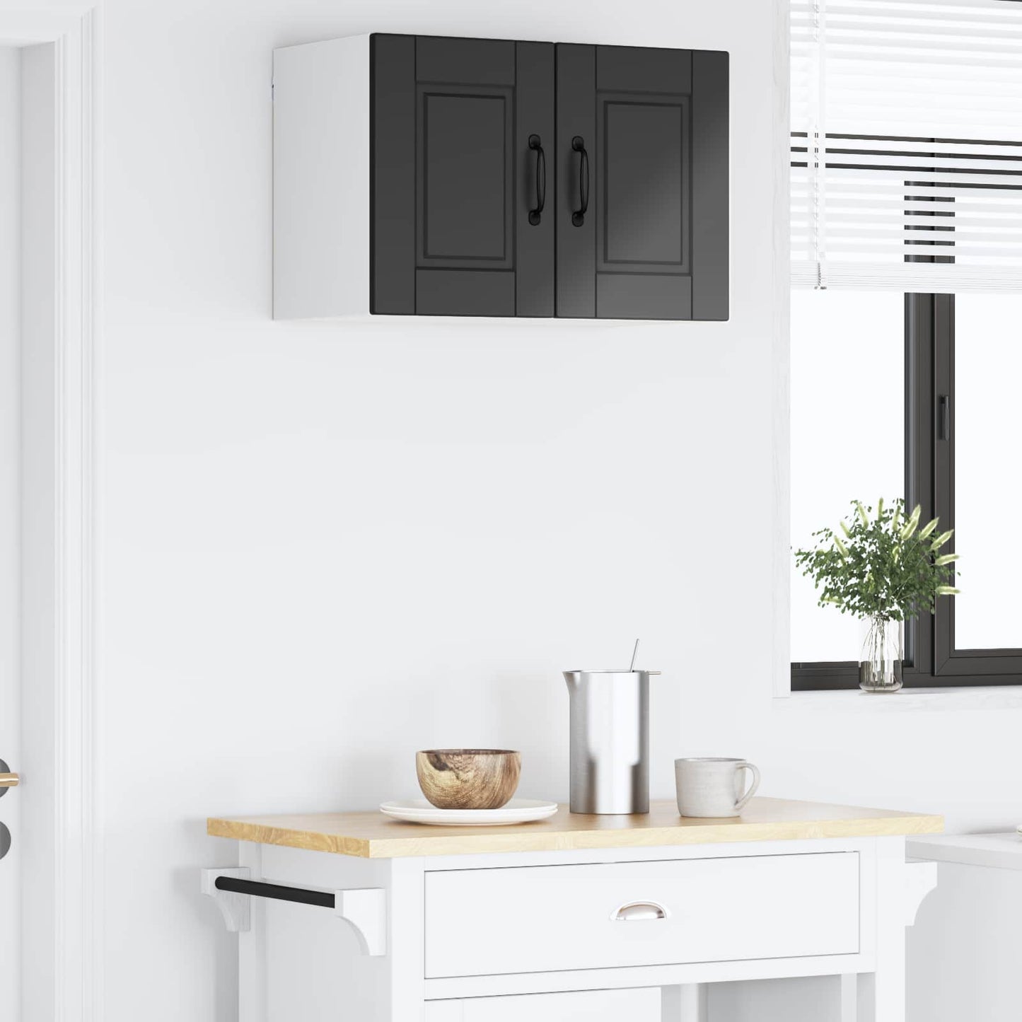 vidaXL Küchenschrank mit Regal Schwarz 60 x 31 x 40 cm Holzwerkstoff