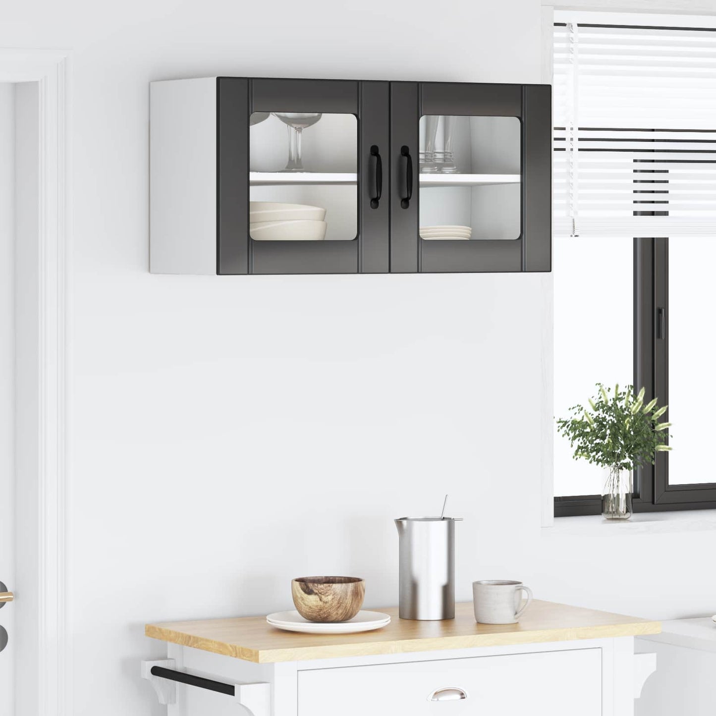 vidaXL Küchenschrank mit Regal Schwarz 80 x 31 x 40 cm Holzwerkstoff
