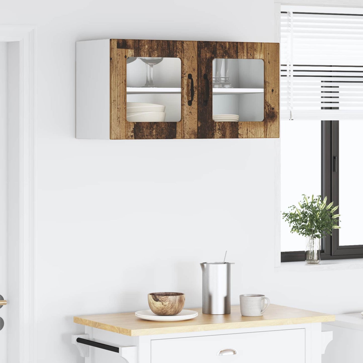 vidaXL Küchenschrank mit Regal Altholz 80 x 31 x 40 cm Holzwerkstoff